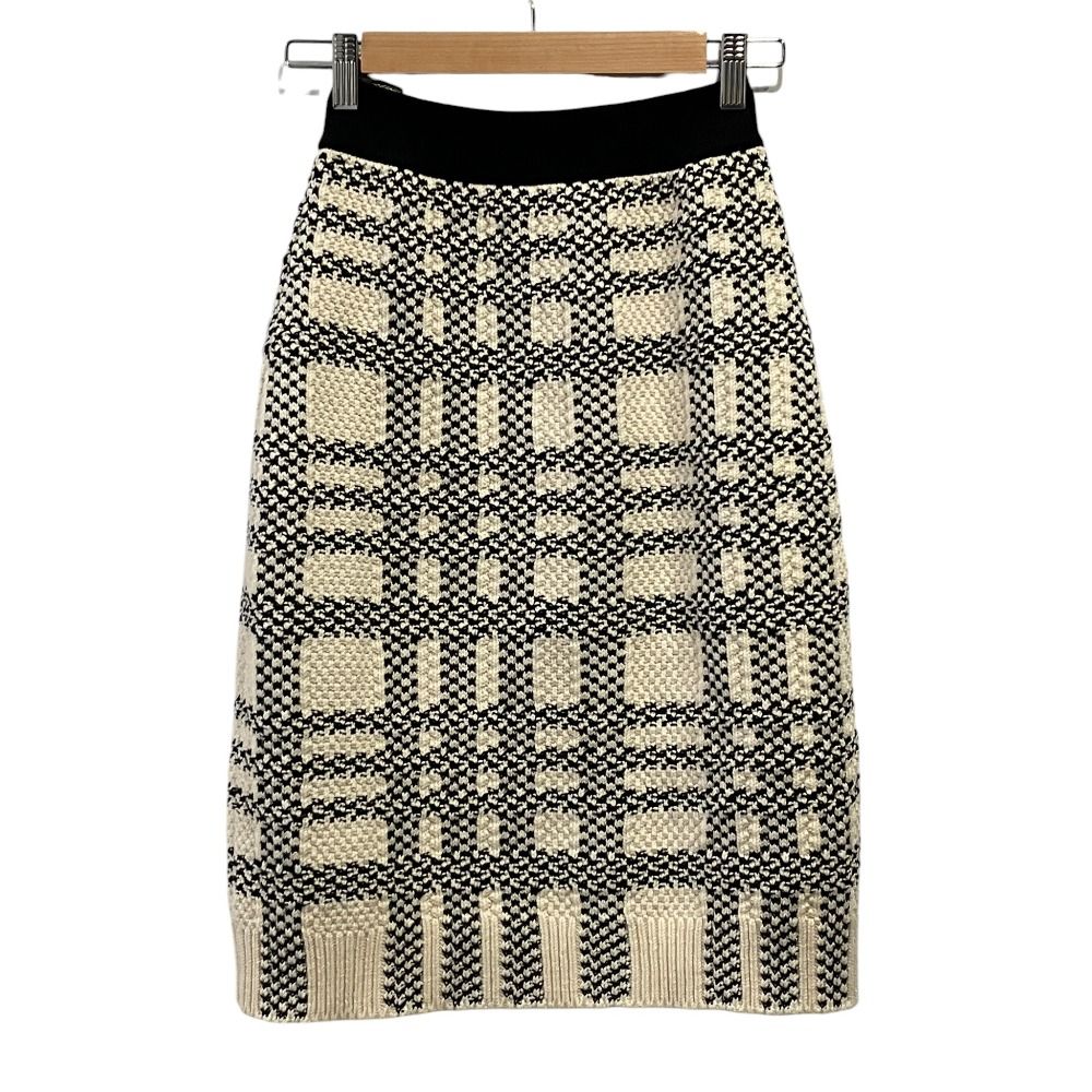 Louis Vuitton Monogram Patch Plaid Tweed Knit Skirt XS Black White — view 2