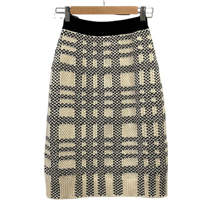 Louis Vuitton Monogram Patch Plaid Tweed Knit Skirt XS Black White — view 2