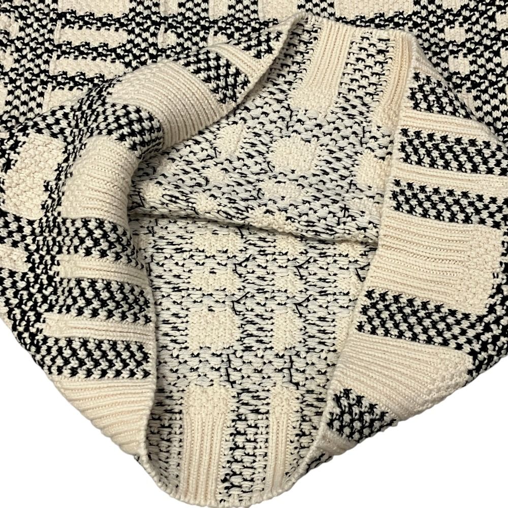 Louis Vuitton Monogram Patch Plaid Tweed Knit Skirt XS Black White — view 4