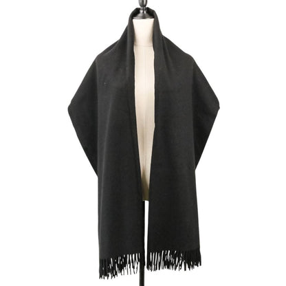 Hermes Fringe Cashmere Shawl Scarf Black — view 6