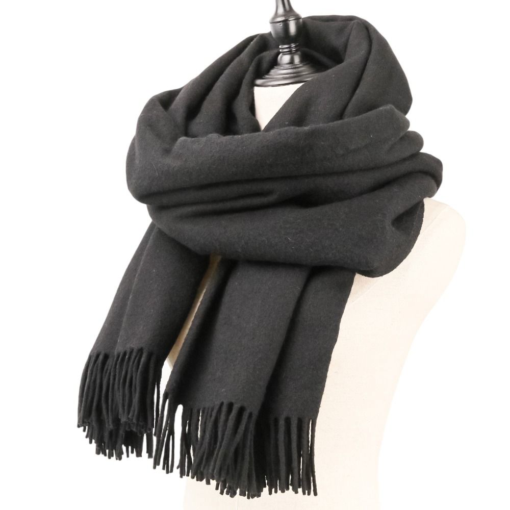 Hermes Fringe Cashmere Shawl Scarf Black — view 7