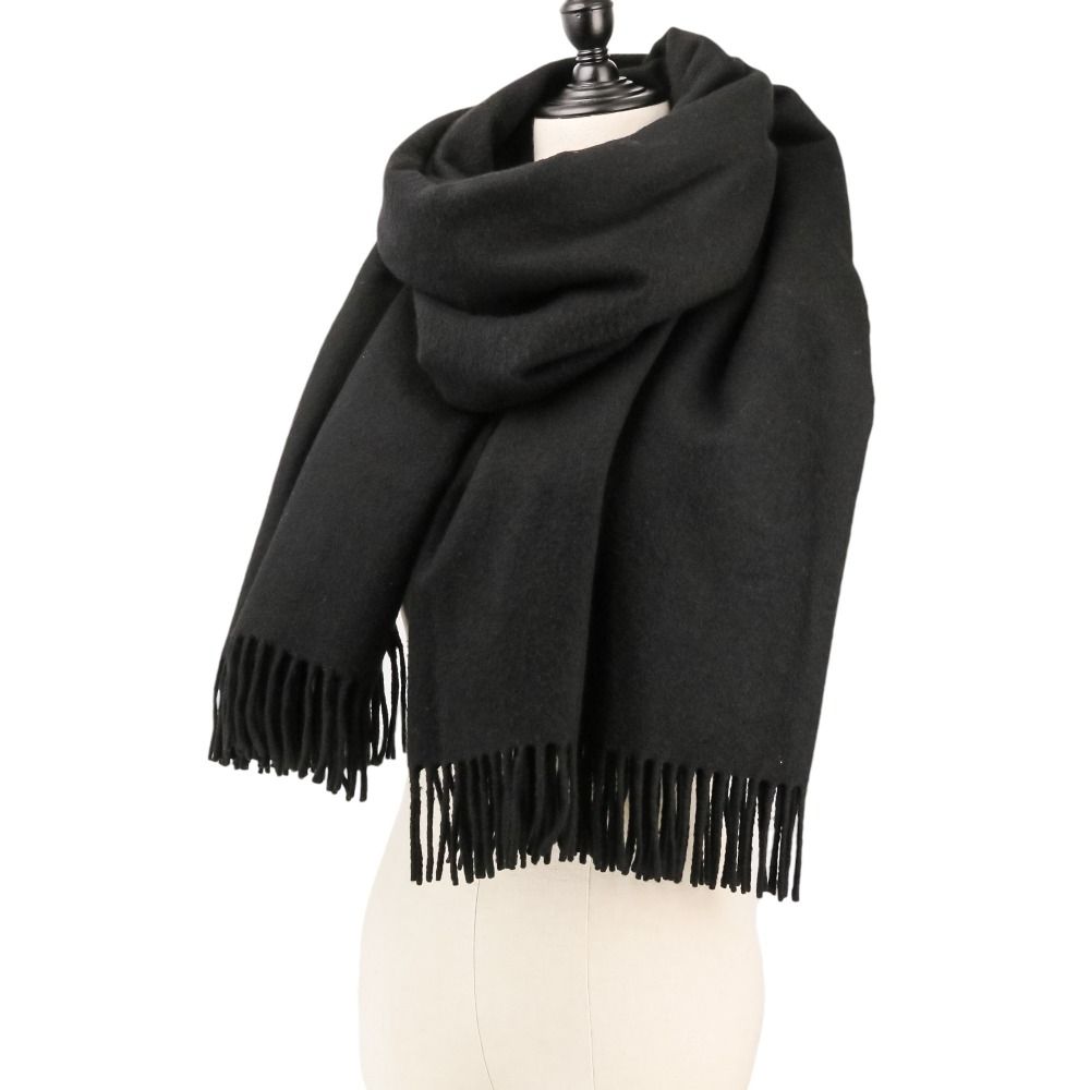 Hermes Fringe Cashmere Shawl Scarf Black — view 5
