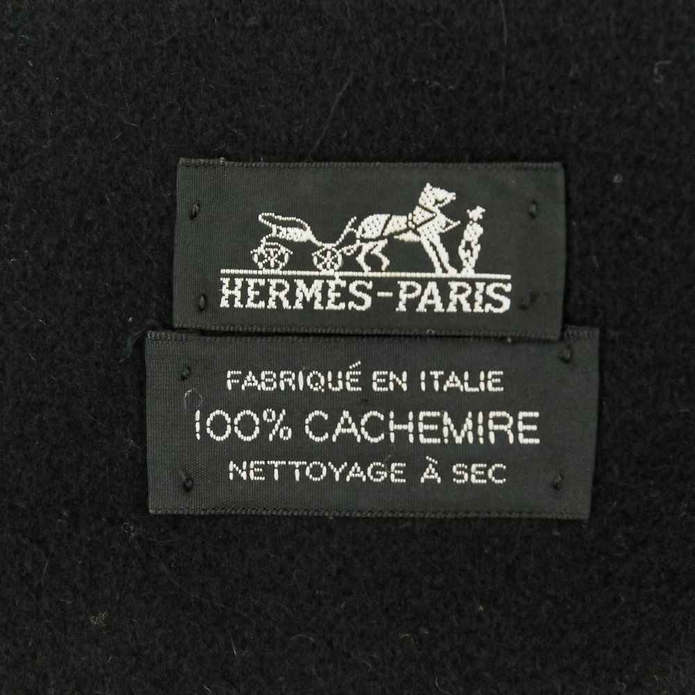 Hermes Fringe Cashmere Shawl Scarf Black — view 9