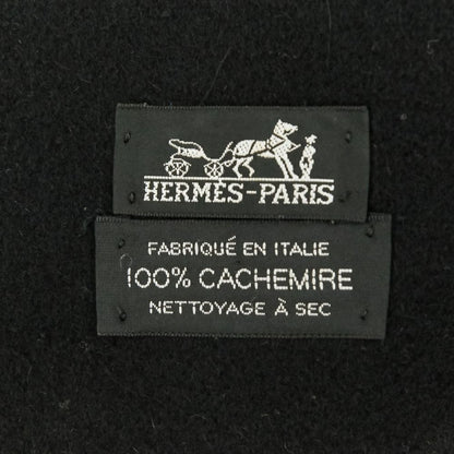 Hermes Fringe Cashmere Shawl Scarf Black — view 9