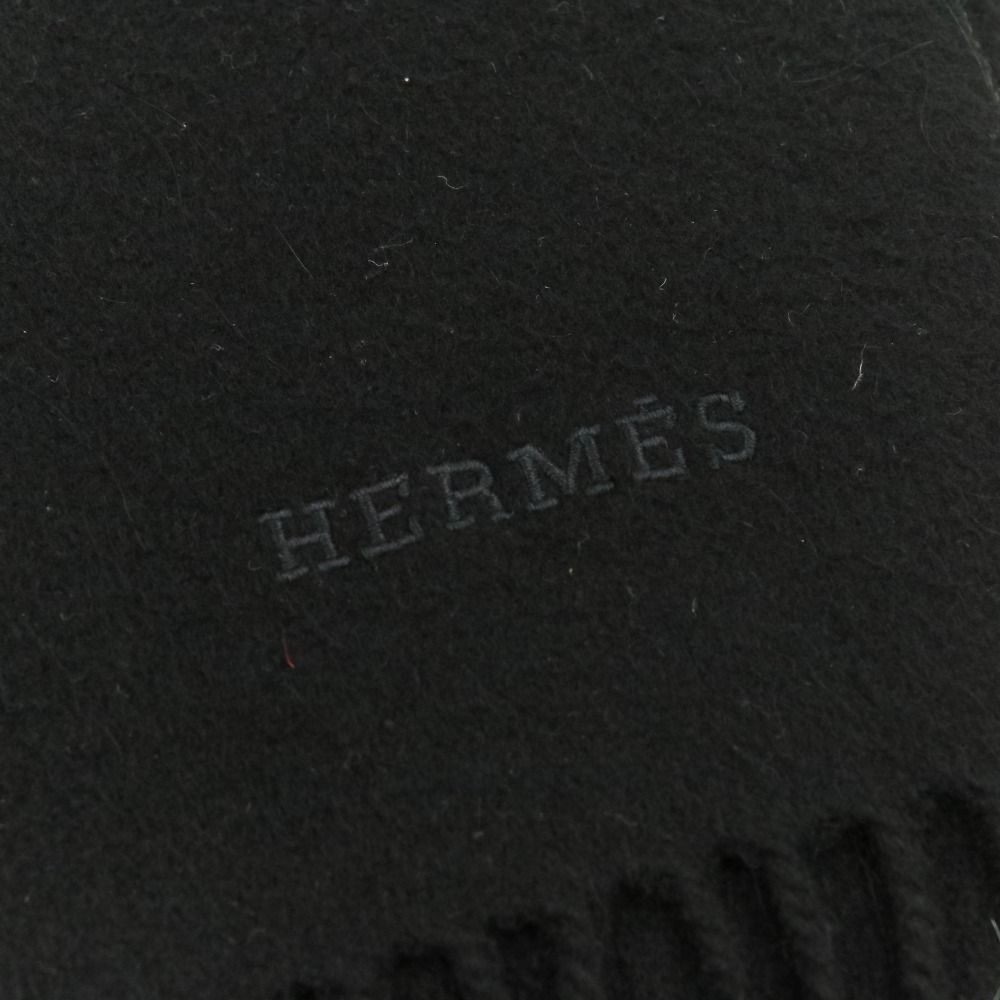 Hermes Fringe Cashmere Shawl Scarf Black — view 8