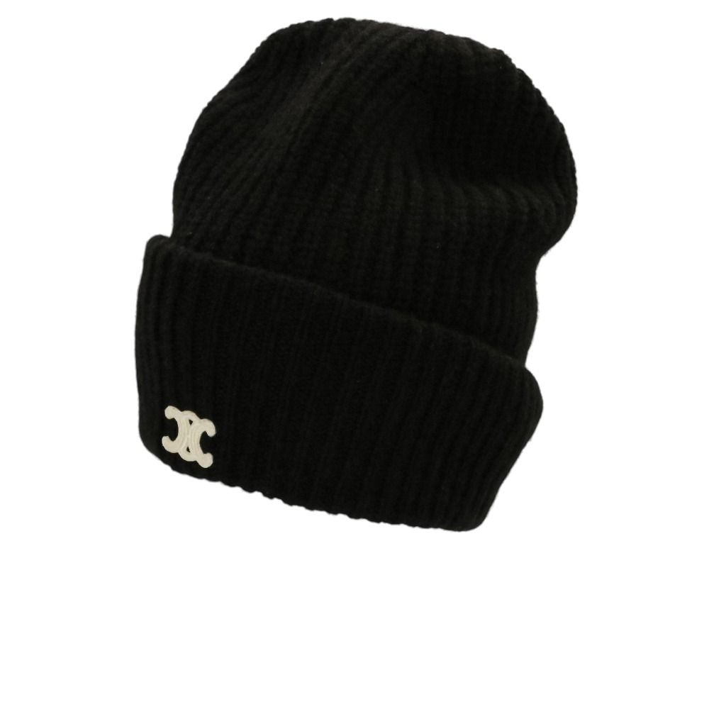 Celine Seamless Cashmere Triomphe Knit Cap Hat TU 53 cm Black — view 5