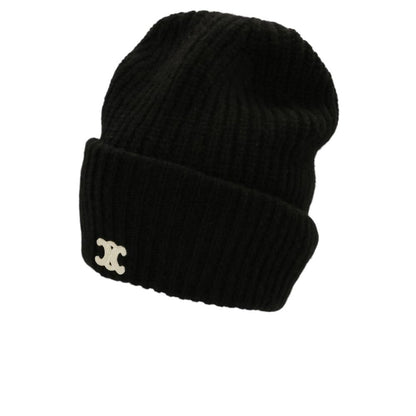 Celine Seamless Cashmere Triomphe Knit Cap Hat TU 53 cm Black — view 5