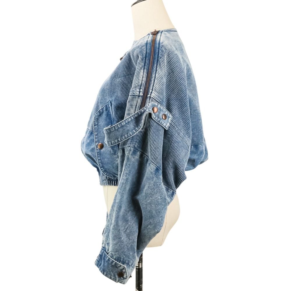 Louis Vuitton Rib Denim Bomber Jacket Da8 34 Blue — view 3