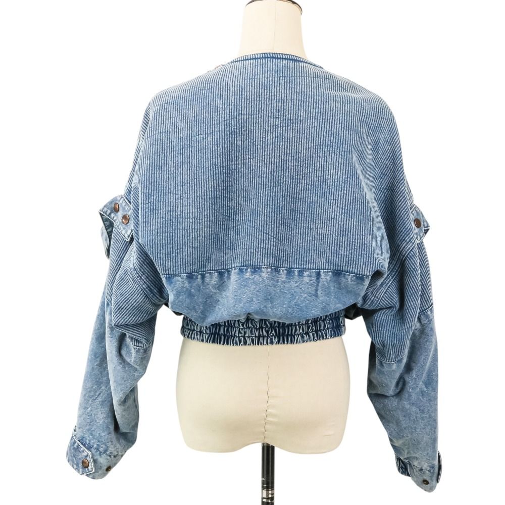 Louis Vuitton Rib Denim Bomber Jacket Da8 34 Blue — view 4