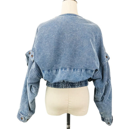 Louis Vuitton Rib Denim Bomber Jacket Da8 34 Blue — view 4