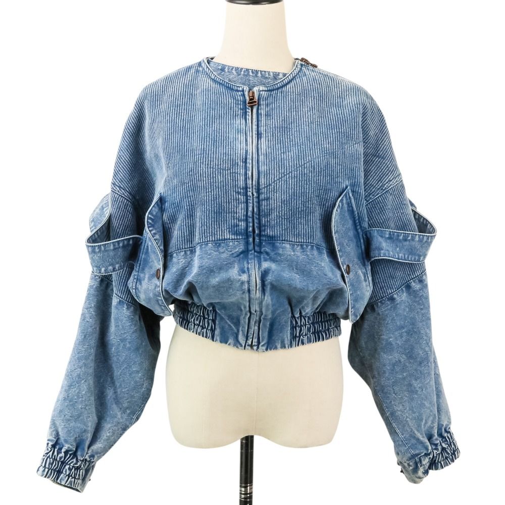 Louis Vuitton Rib Denim Bomber Jacket Da8 34 Blue
