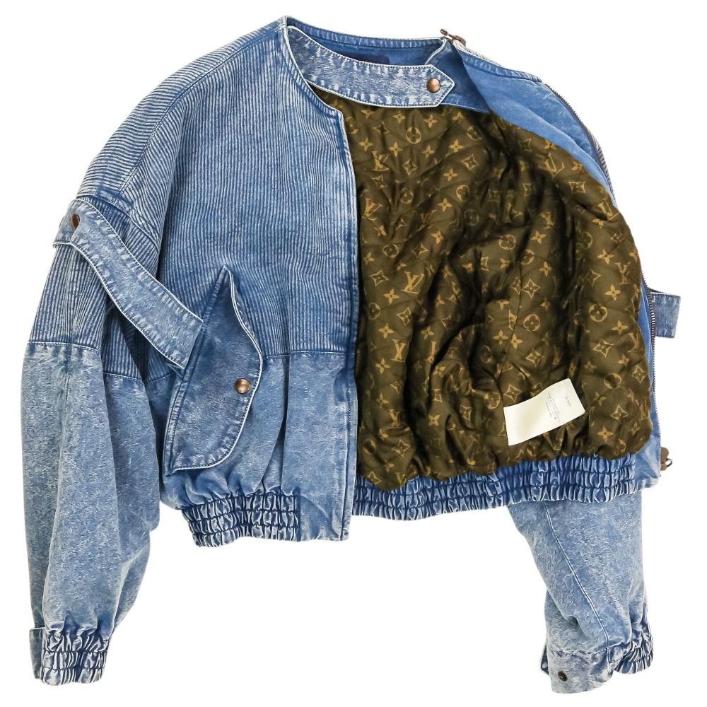 Louis Vuitton Rib Denim Bomber Jacket Da8 34 Blue — view 6