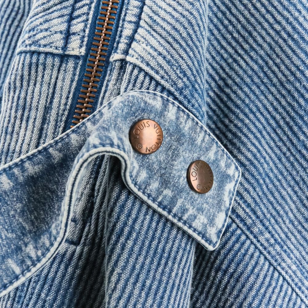 Louis Vuitton Rib Denim Bomber Jacket Da8 34 Blue — view 9