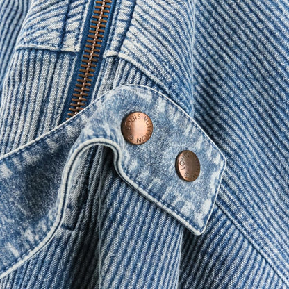 Louis Vuitton Rib Denim Bomber Jacket Da8 34 Blue — view 9