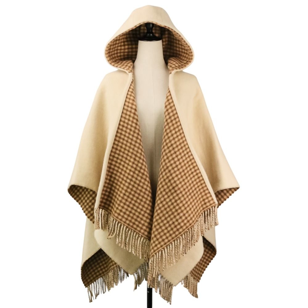 Fendi Cashmere Blend Hooded Cape Shawl TU Beige