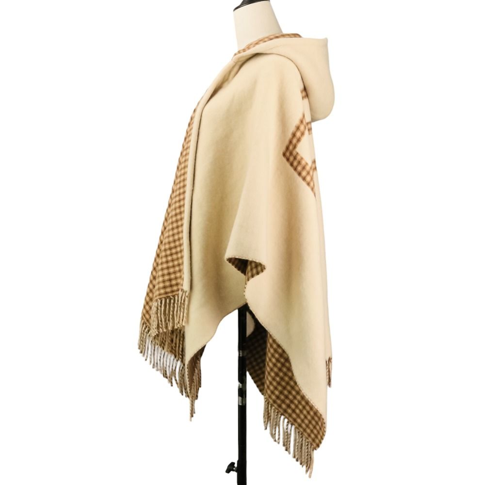 Fendi Cashmere Blend Hooded Cape Shawl TU Beige — view 4
