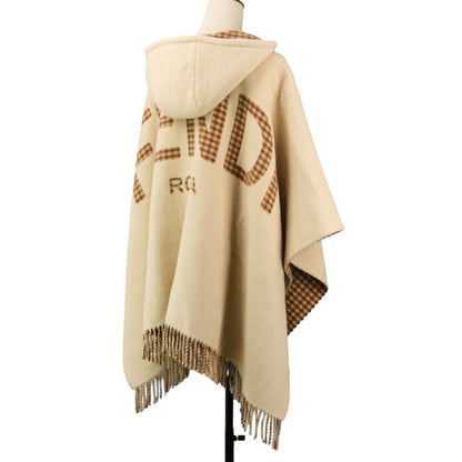 Fendi Cashmere Blend Hooded Cape Shawl TU Beige — view 8