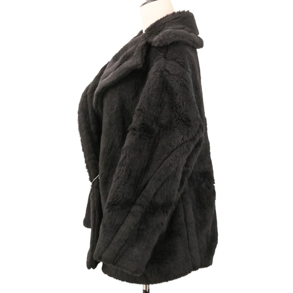 Max Mara Olga Alpaca Blend Teddy Bear Coat Jacket XS Black — view 4