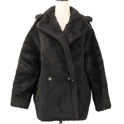 Max Mara Olga Alpaca Blend Teddy Bear Coat Jacket XS Black — view 3