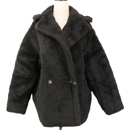 Max Mara Olga Alpaca Blend Teddy Bear Coat Jacket XS Black