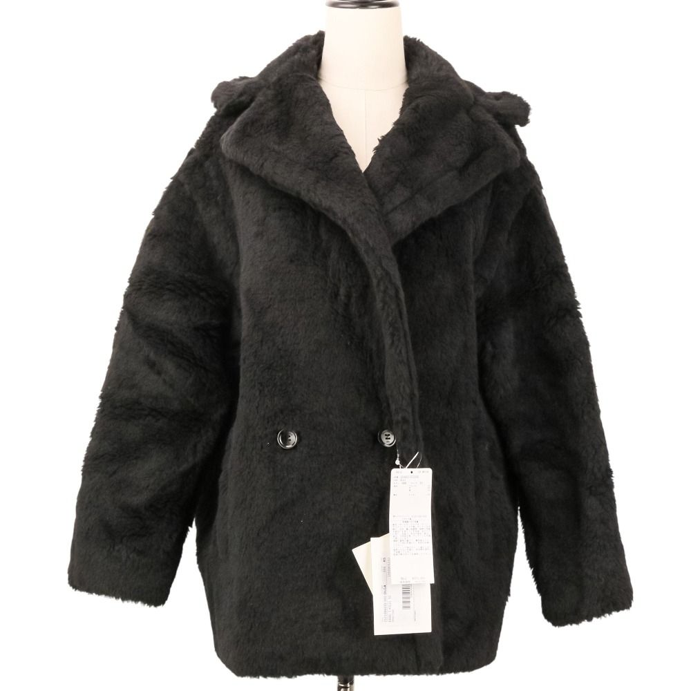 Max Mara Olga Alpaca Blend Teddy Bear Coat Jacket XS Black — view 2
