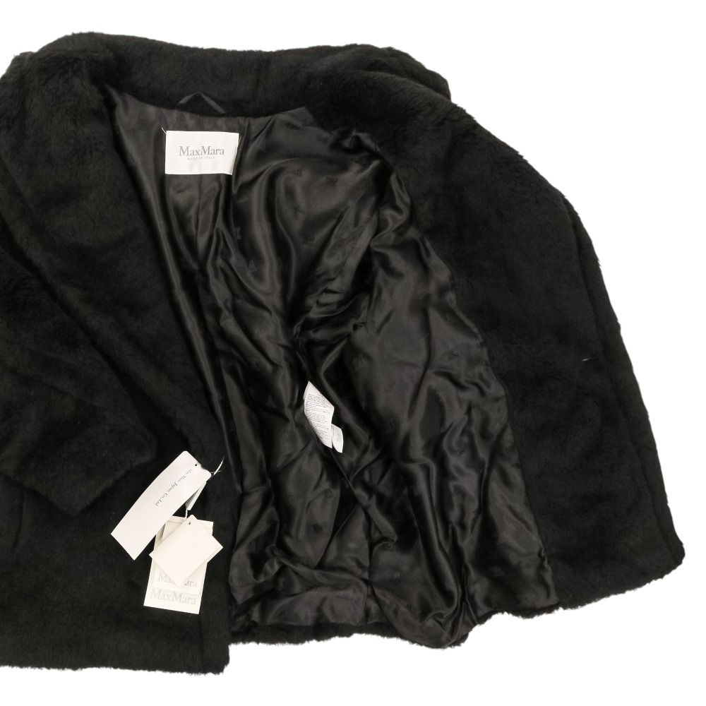 Max Mara Olga Alpaca Blend Teddy Bear Coat Jacket XS Black — view 6
