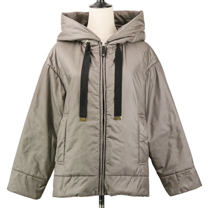 Max Mara the Cube Daria Padded Camel Blend Hooded Jacket 36 Gray