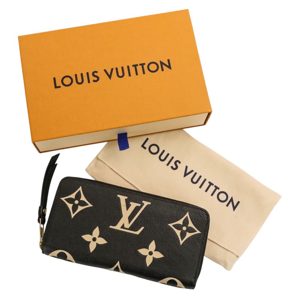 Louis Vuitton Monogram Empreinte Bicolor Zippy Wallet Black Beige