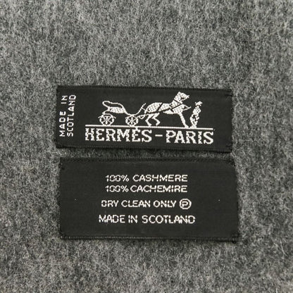 Hermes Cashmere Fringe Large Shawl Scarf Gray — view 8