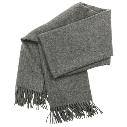 Hermes Cashmere Fringe Large Shawl Scarf Gray — view 4
