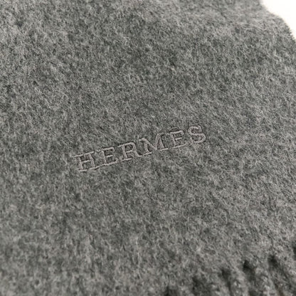 Hermes Cashmere Fringe Large Shawl Scarf Gray — view 7