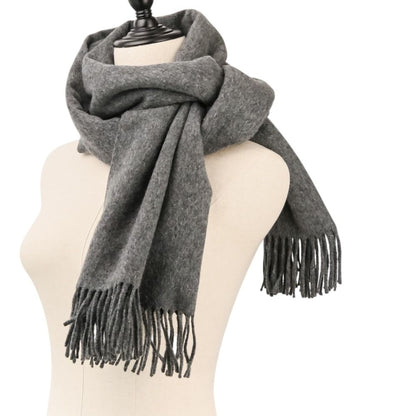 Hermes Cashmere Fringe Large Shawl Scarf Gray — view 6