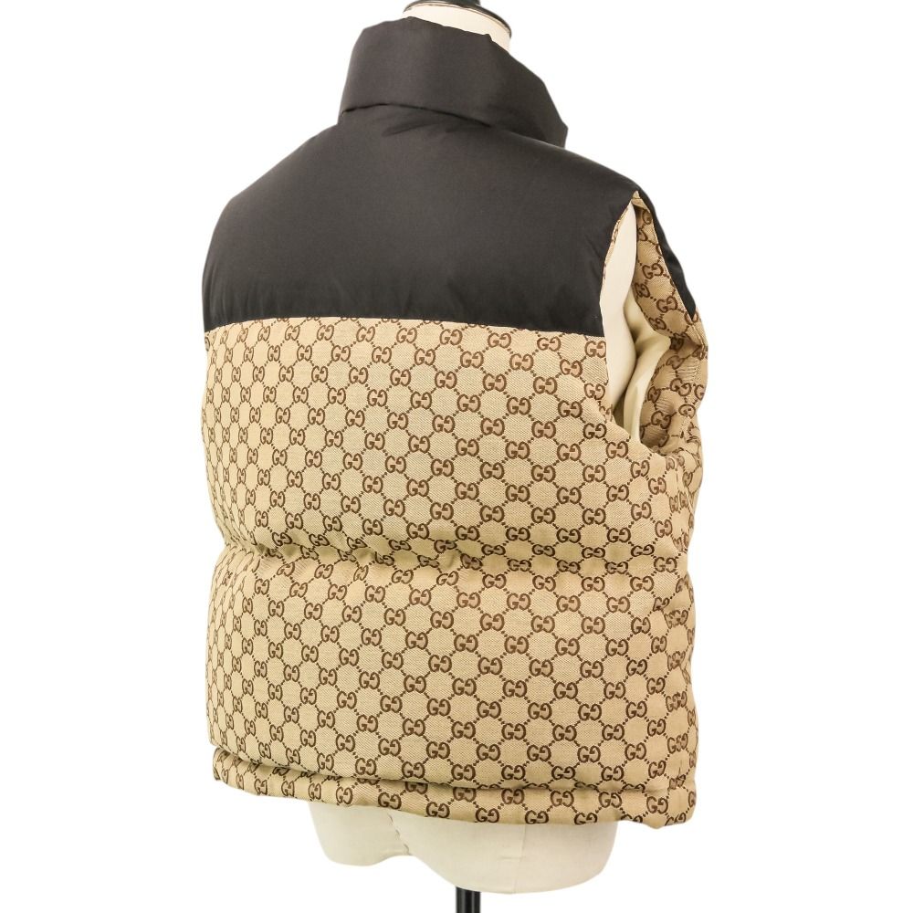 Gucci GG Canvas Down Jacket Vest 38 Beige Black — view 5