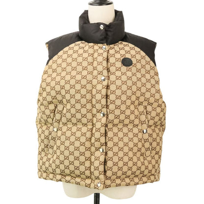 Gucci GG Canvas Down Jacket Vest 38 Beige Black