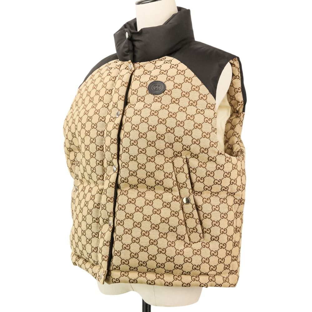 Gucci GG Canvas Down Jacket Vest 38 Beige Black — view 2