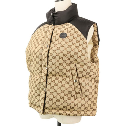 Gucci GG Canvas Down Jacket Vest 38 Beige Black — view 2