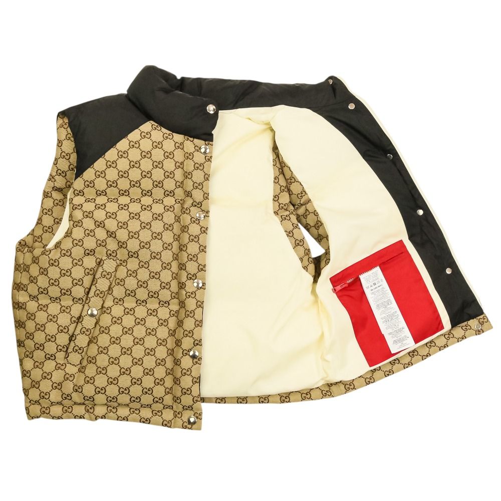 Gucci GG Canvas Down Jacket Vest 38 Beige Black — view 6