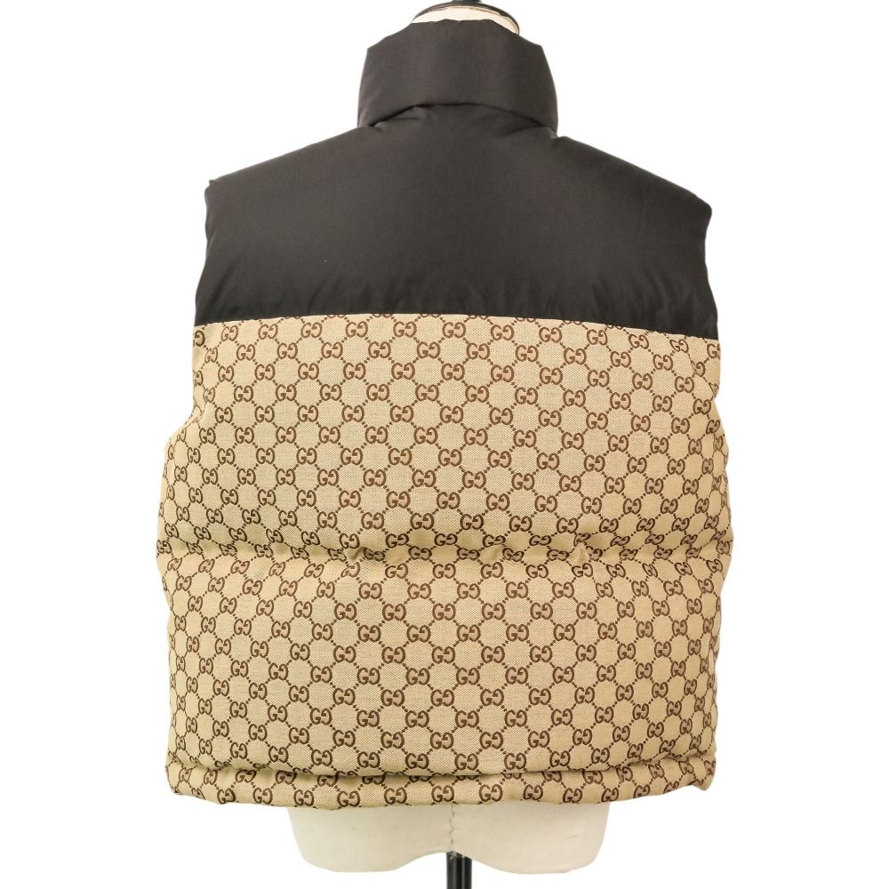 Gucci GG Canvas Down Jacket Vest 38 Beige Black — view 4