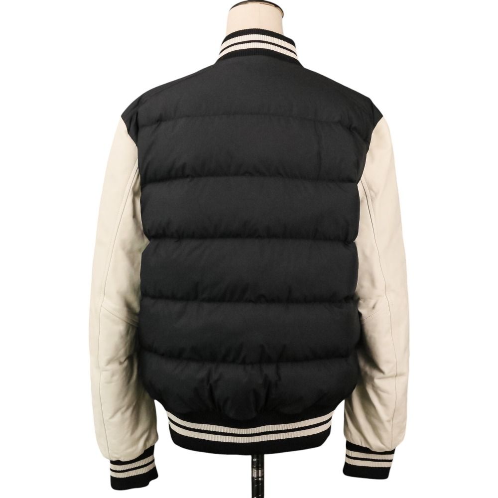 Moncler Ventoux Leather Sleeve Down Jacket Bomber 1 Black White — view 4