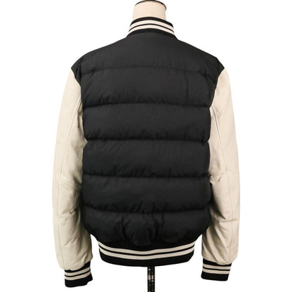 Moncler Ventoux Leather Sleeve Down Jacket Bomber 1 Black White — view 4