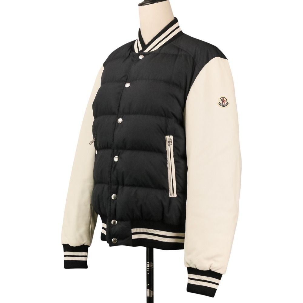 Moncler Ventoux Leather Sleeve Down Jacket Bomber 1 Black White — view 2