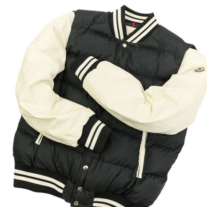 Moncler Ventoux Leather Sleeve Down Jacket Bomber 1 Black White — view 6