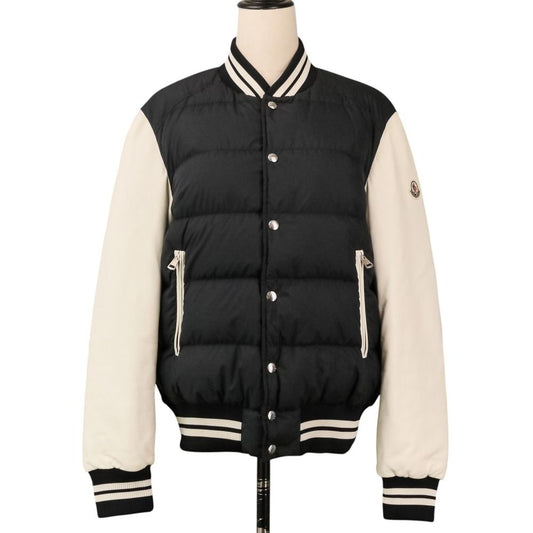 Moncler Ventoux Leather Sleeve Down Jacket Bomber 1 Black White