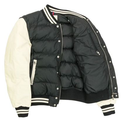 Moncler Ventoux Leather Sleeve Down Jacket Bomber 1 Black White — view 5