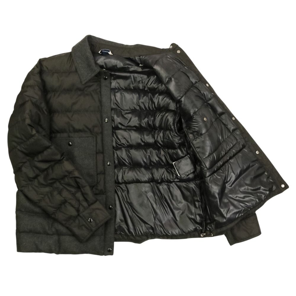 Moncler Camicia Wool Contrast Down Jacket 42 Black Dark Gray — view 6
