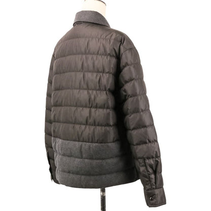 Moncler Camicia Wool Contrast Down Jacket 42 Black Dark Gray — view 5