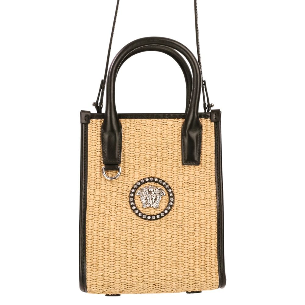 Versace Stud la Medusa 2-Way Tote Shoulder Bag Natural Black — view 2