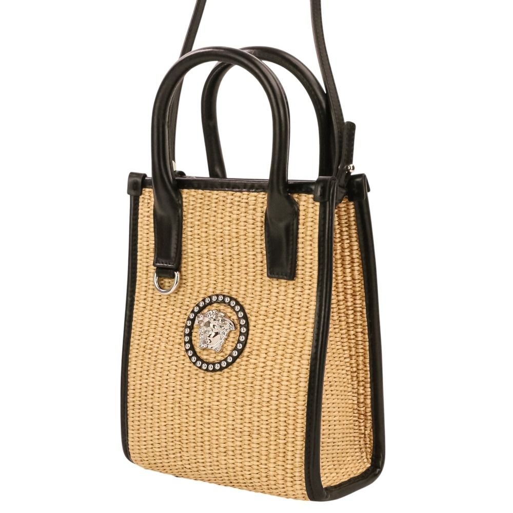 Versace Stud la Medusa 2-Way Tote Shoulder Bag Natural Black — view 5