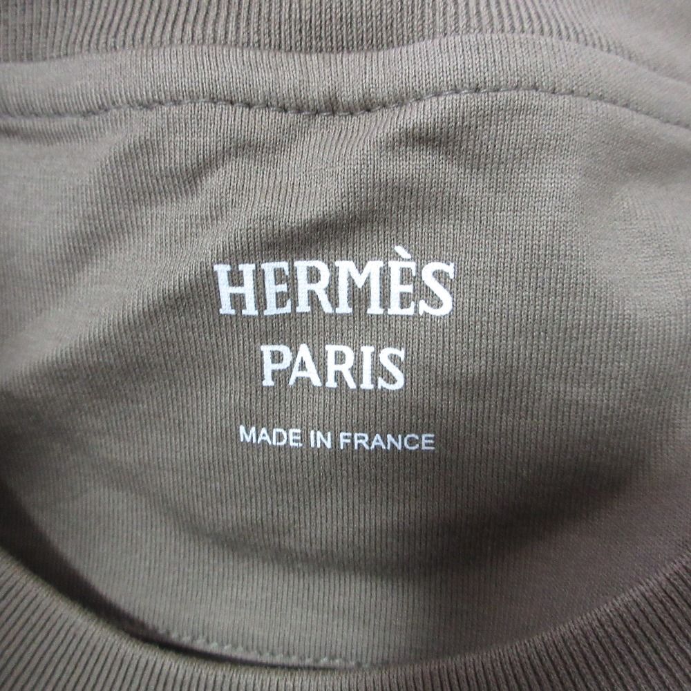Hermes Print Short Sleeve Top Above Knee Length Dress 38 Khaki — view 3