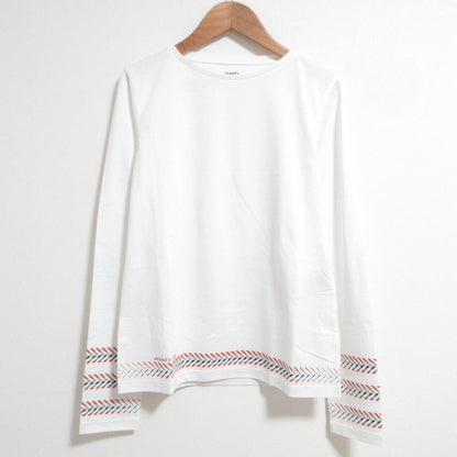 Hermes Cartouche Chevron T-Shirt Long Sleeve Top 40 White